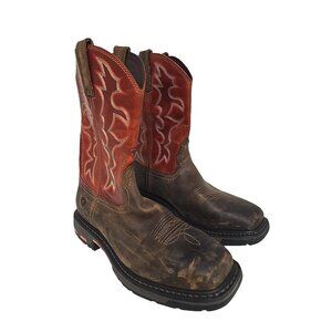 Ariat Men's Workhog Pull On Steel Toe Work Boot 4500093609 Brown Red Size 10D